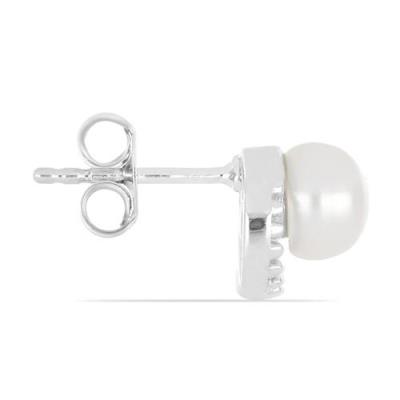 BUY NATURAL WHITE FRESHWATER PEARL GEMSTONE EARRINGS IN STERLING SILVER